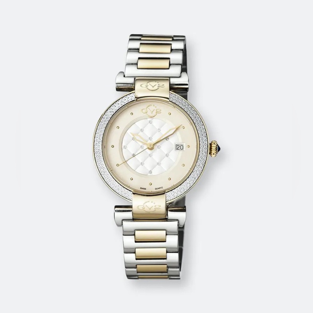 Gevril GV2 Berletta Diamond 1508 Two Toned Silver Gold Swiss Quartz 37mm watch
